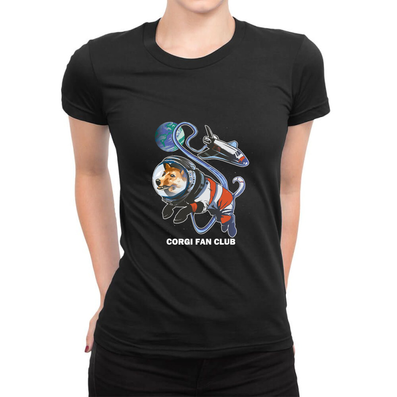 Corgi Dog Cute Playful Puppy Astronaut Space Ladies Fitted T-Shirt by Fabulousam | Artistshot