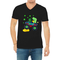 Dinosaur St Patrick's Day Monster Truck Irish V-neck Tee | Artistshot