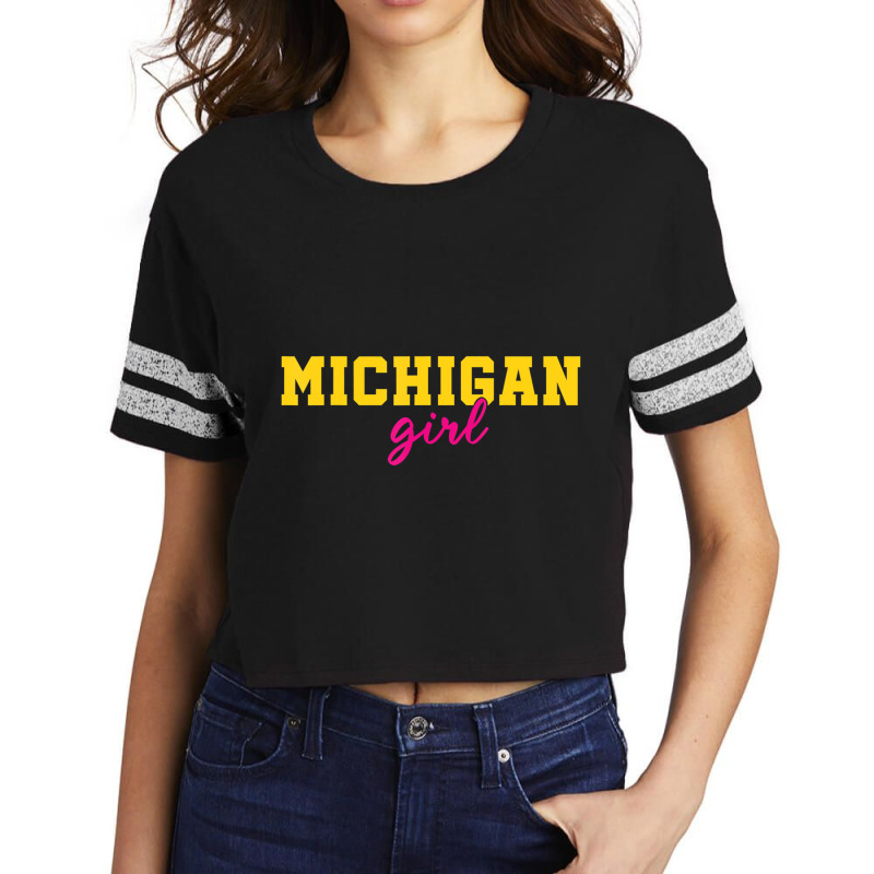 Michigan Fans Classic Michigan Girl Loves Me State Scorecard Crop Tee by mheny | Artistshot