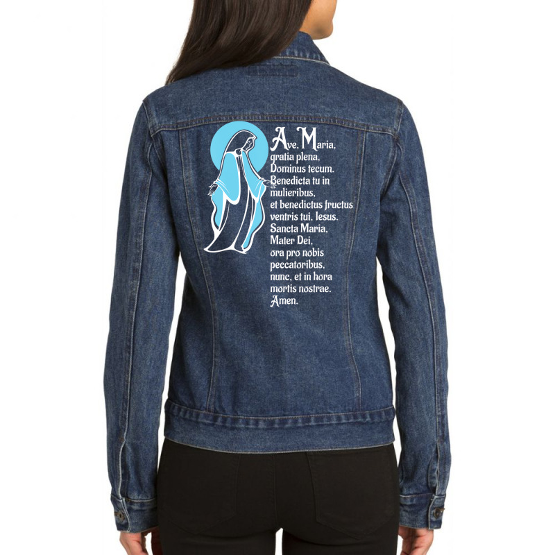 Ave Maria Schubert Music Latin Mass Catholic Mothe Ladies Denim Jacket by yucalsye | Artistshot