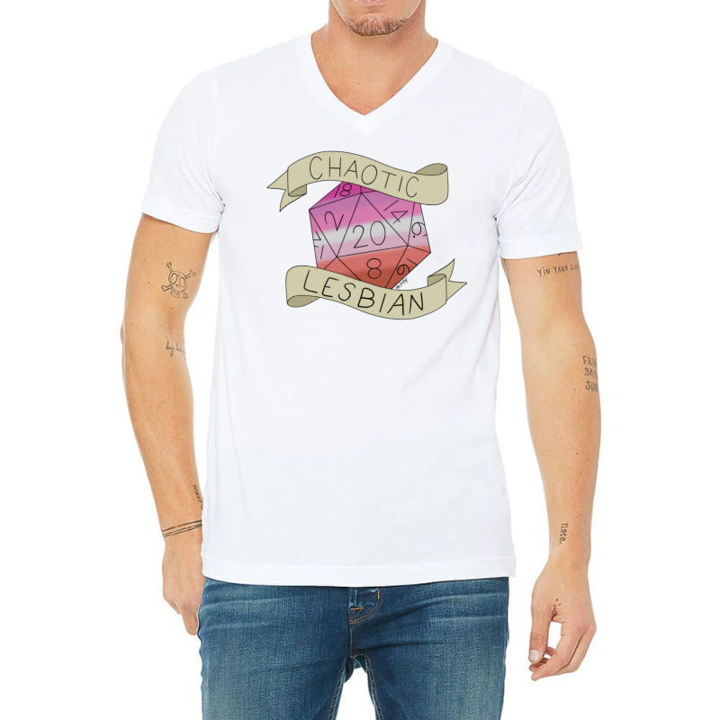 Chaotic Lesbian D20 V-Neck Tee by filesphomp | Artistshot