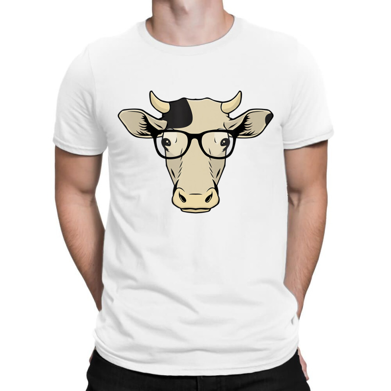 Funny Hipster Cow In Spectacles Cattle Eye Glasses T-shirt | Artistshot