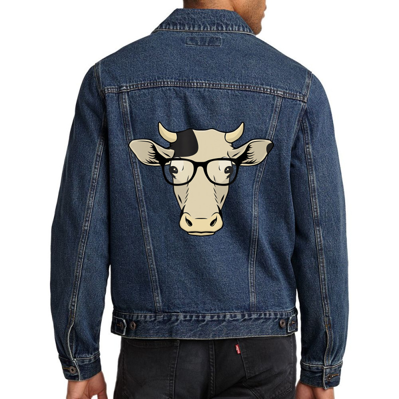 Funny Hipster Cow In Spectacles Cattle Eye Glasses Men Denim Jacket | Artistshot