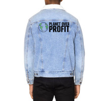 Womens Planet Over Profit   Climate Change & Globa Unisex Sherpa-lined Denim Jacket | Artistshot