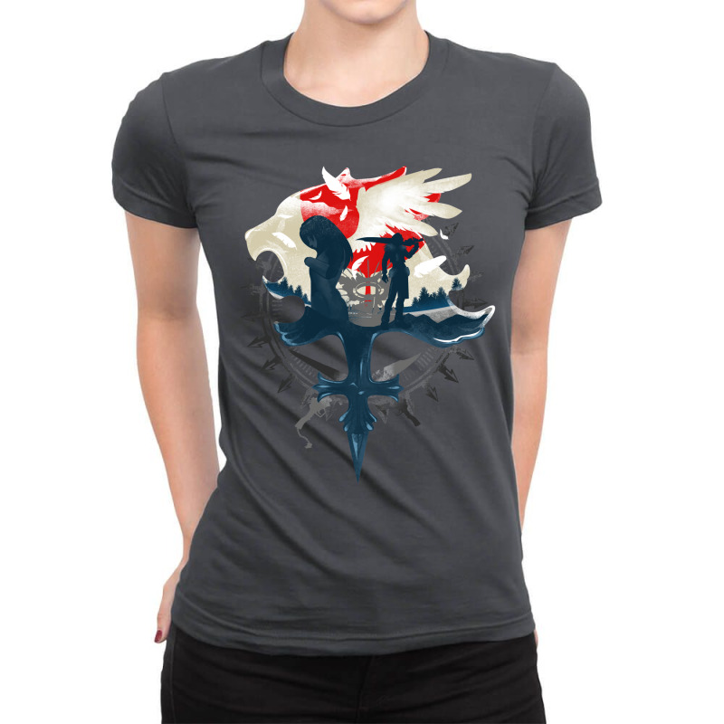 Final Fantasy Viii   Gunblades And Angels Ladies Fitted T-Shirt by swaacepawira5 | Artistshot