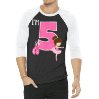 Girl's 5 Year Old Ballerina 5th Birthday Party Bal 3/4 Sleeve Shirt | Artistshot