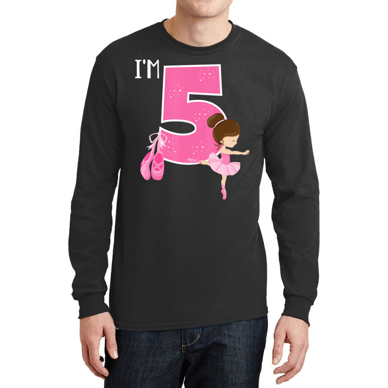 Girl's 5 Year Old Ballerina 5th Birthday Party Bal Long Sleeve Shirts | Artistshot