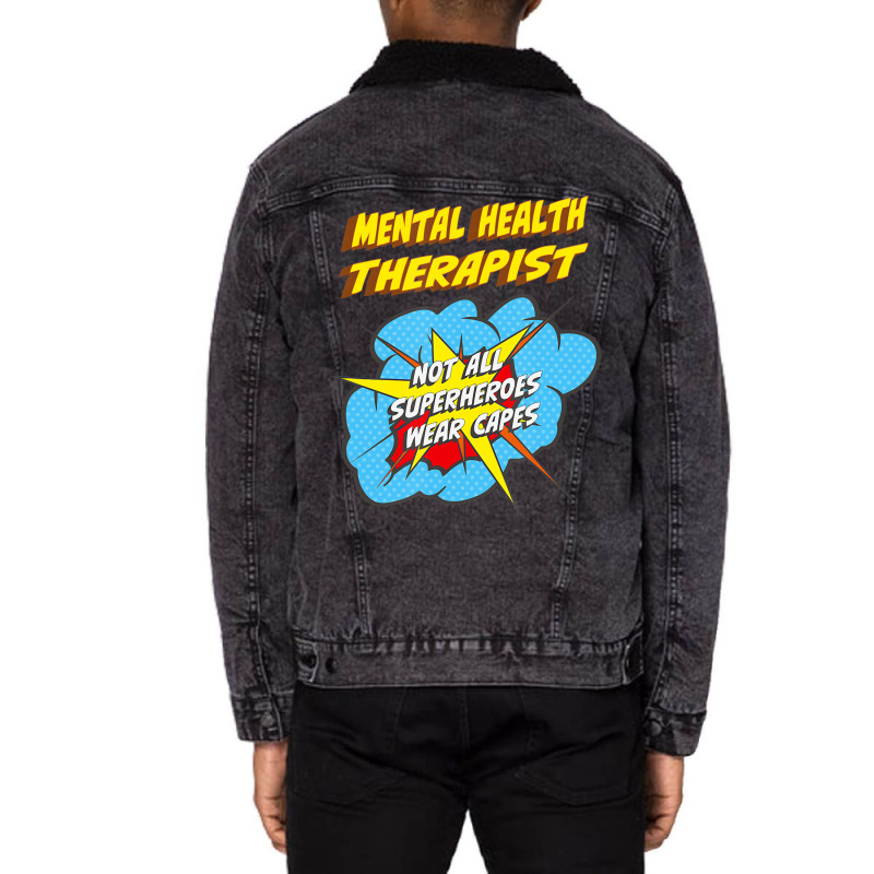 Mental Health Therapist Funny Superhero Job T Shir Unisex Sherpa-lined Denim Jacket | Artistshot