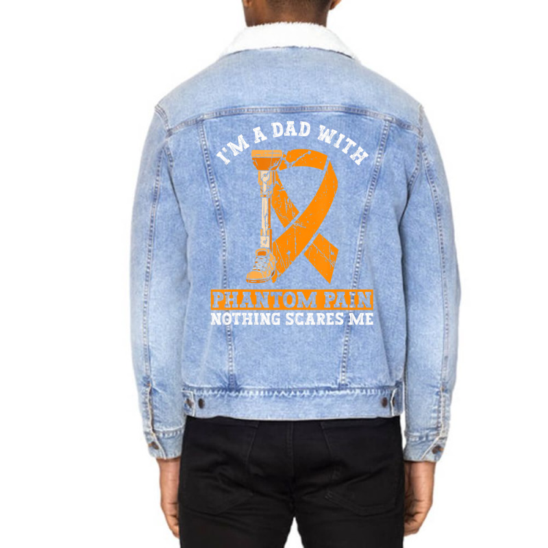 Fake Limb Leg Prosthetic Dad And Limb Loss Awarene Unisex Sherpa-Lined Denim Jacket by galloywa | Artistshot