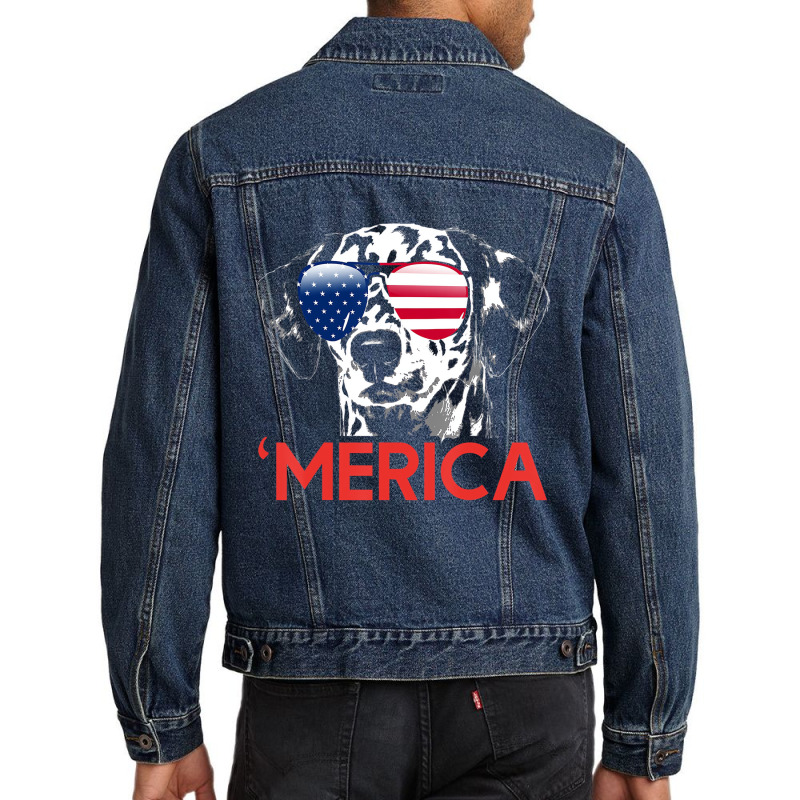 Merica Dalmatian American Flag 4th Of July T Shirt Men Denim Jacket | Artistshot