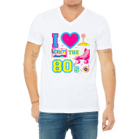 I Love Heart The 80's   Retro Vintage Vaporwave Co V-neck Tee | Artistshot