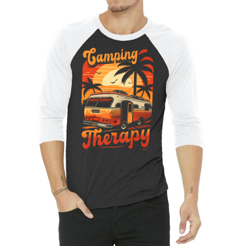 Camping Is My Favorite Therapy Fun Summer Beach Ca 3/4 Sleeve Shirt | Artistshot