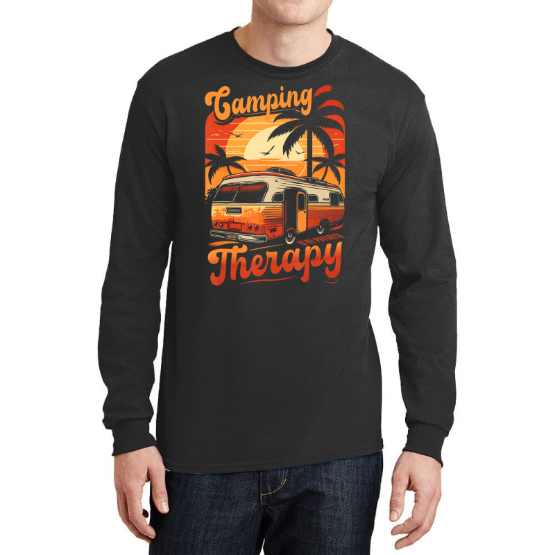 Camping Is My Favorite Therapy Fun Summer Beach Ca Long Sleeve Shirts | Artistshot