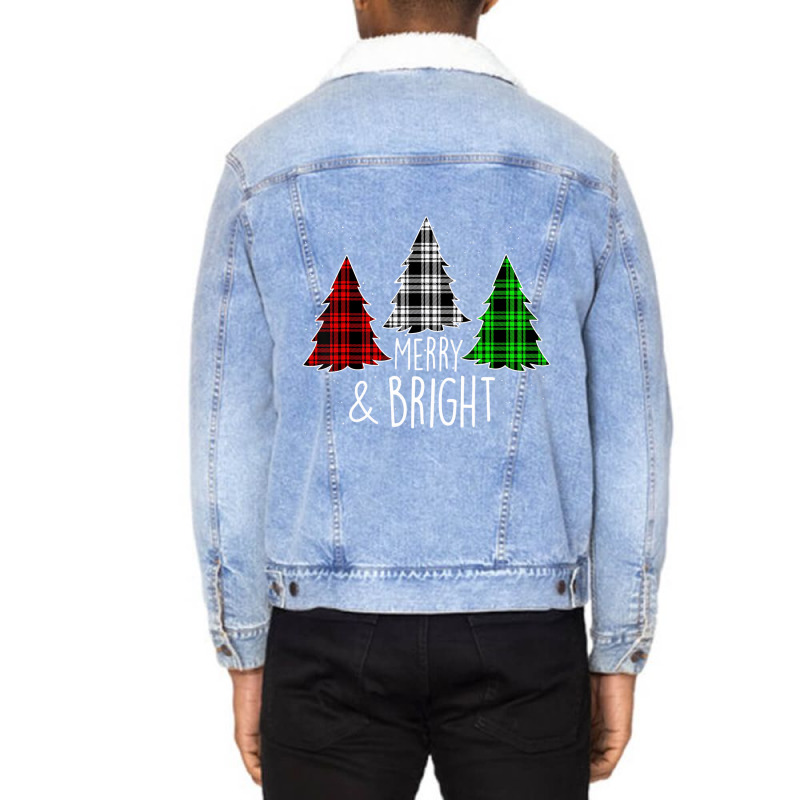 Merry And Bright Christmas Family Pajamas Matching Unisex Sherpa-lined Denim Jacket | Artistshot