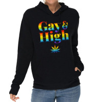 Gay & High Funny Marijuana Lgbt Pride Weed Stoner Lightweight Hoodie | Artistshot