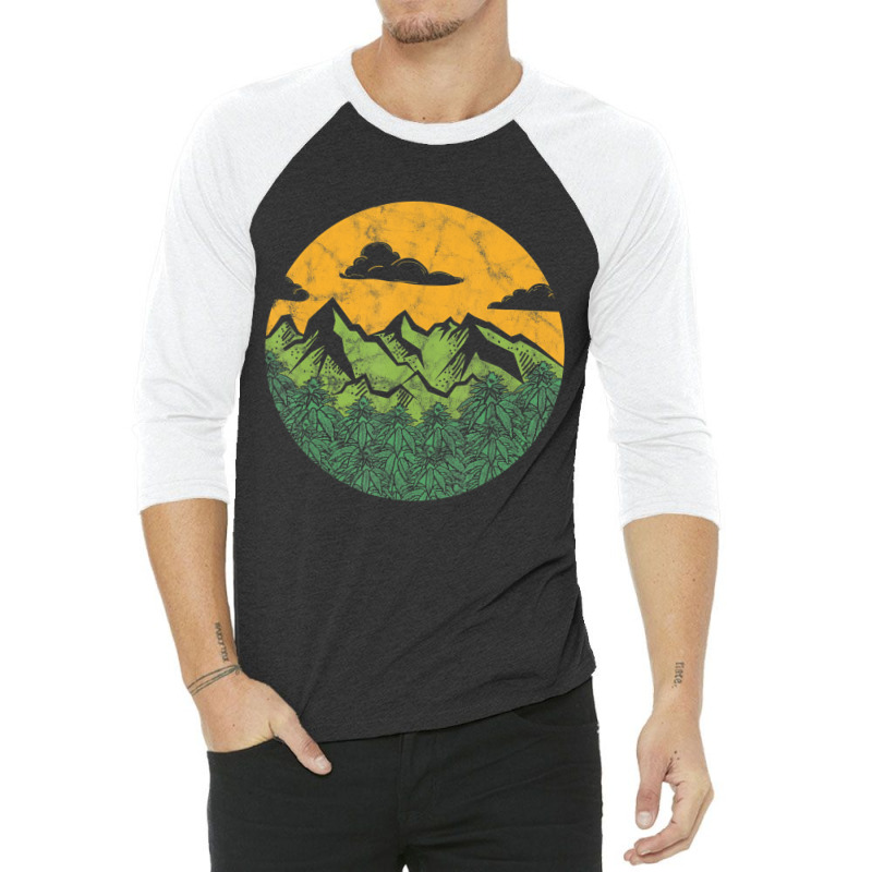 Cannabis Grow Outdoors Graphic Marijuana Farm T Sh 3/4 Sleeve Shirt | Artistshot