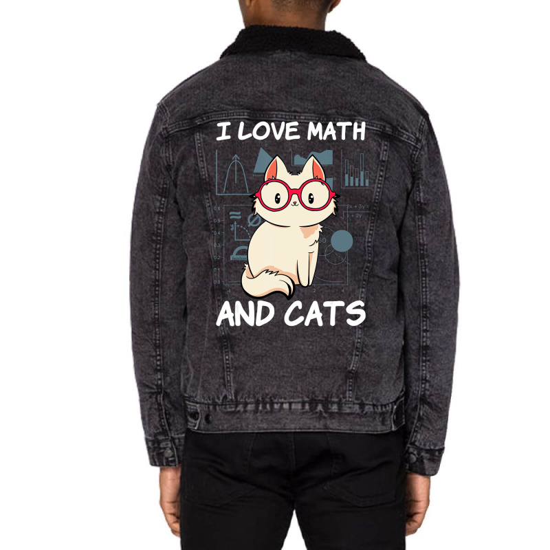 I Love Math And Cats Mathematics Cat Lover Numbers Unisex Sherpa-lined Denim Jacket | Artistshot