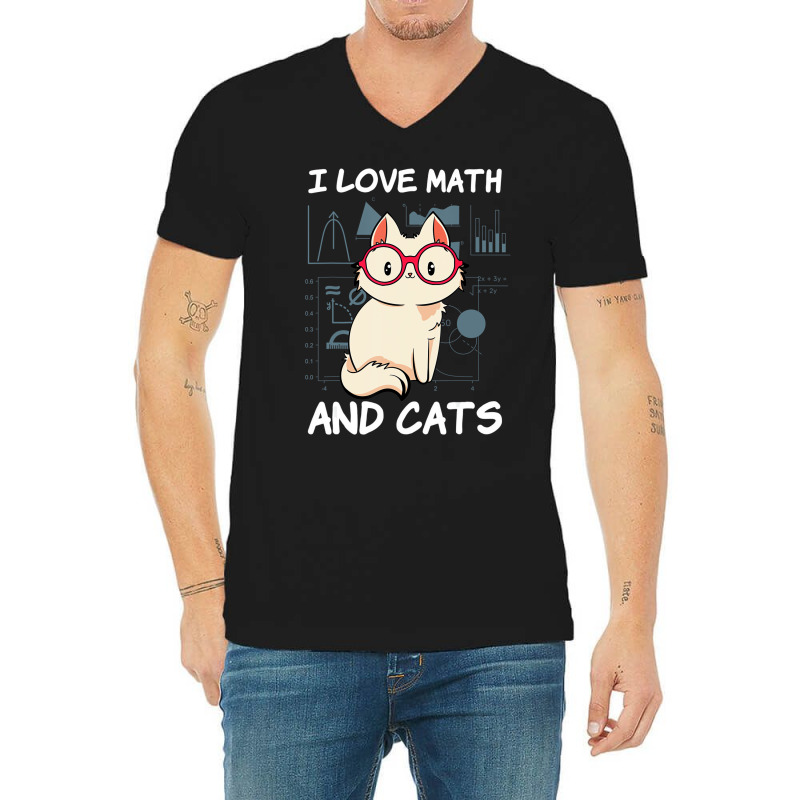 I Love Math And Cats Mathematics Cat Lover Numbers V-neck Tee | Artistshot