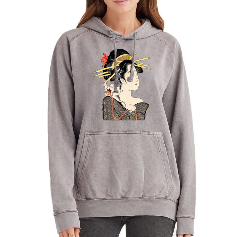 T Shirt, Edo Period Japan, Geisha Portrait With Ca Vintage Hoodie | Artistshot