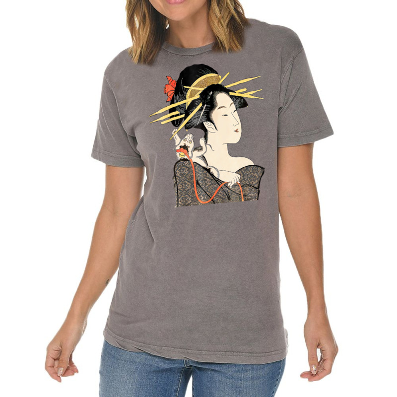 T Shirt, Edo Period Japan, Geisha Portrait With Ca Vintage T-shirt | Artistshot