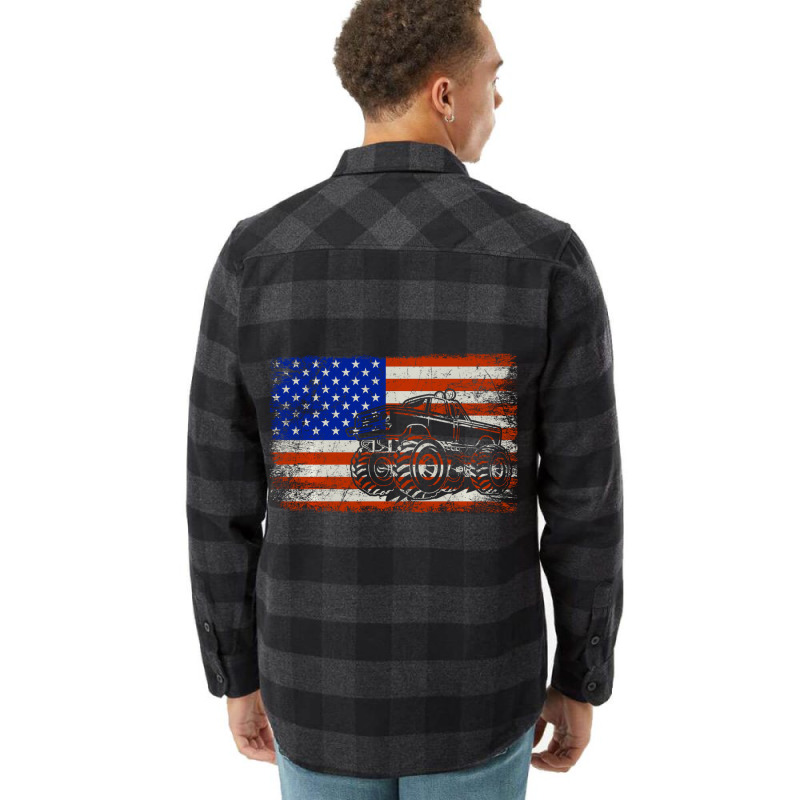 Vintage Monster Truck Lovers American Flag Funny K Flannel Shirt | Artistshot