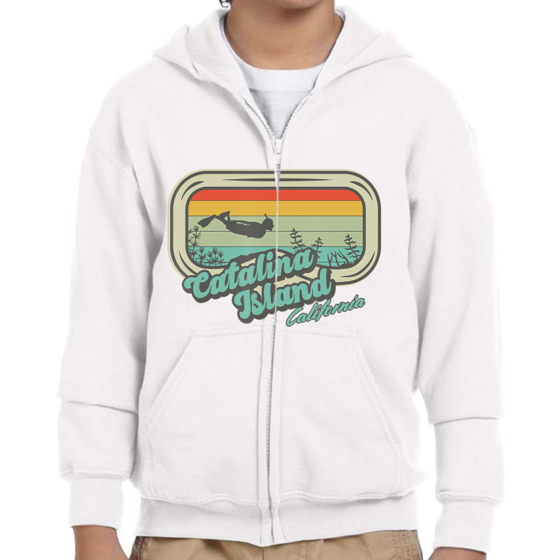 Catalina Island California Retro Snorkeling And Di Youth Zipper Hoodie by chomibe | Artistshot