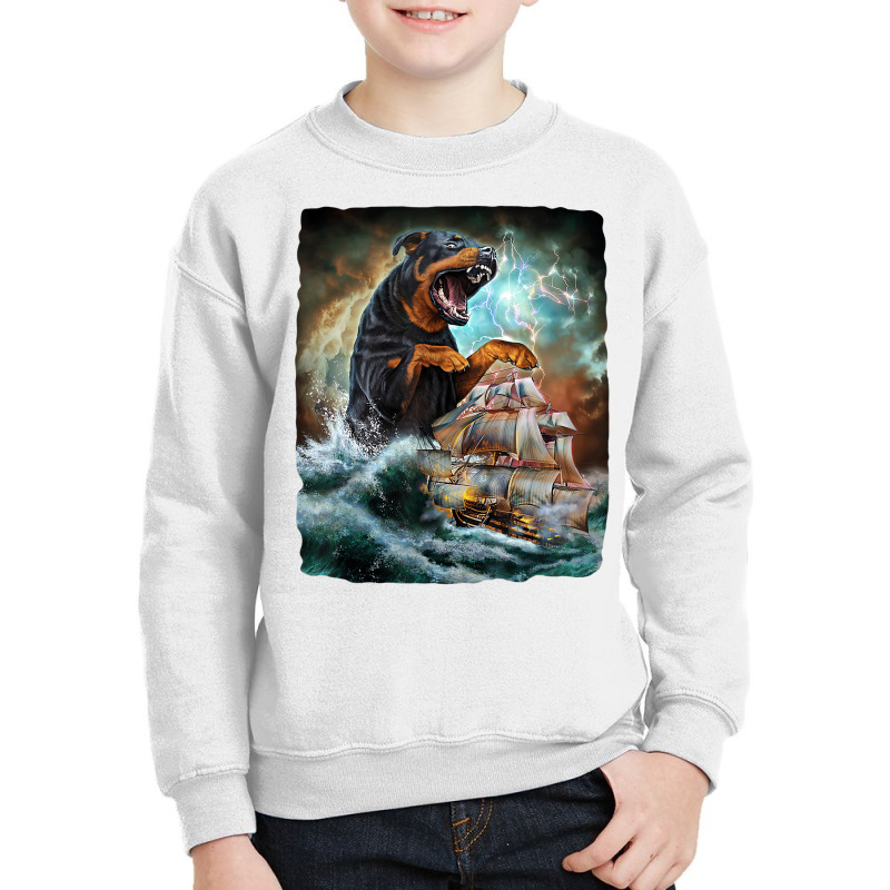 Rottweiler Dog As Kraken Attack A War Ship At High Youth Sweatshirt | Artistshot