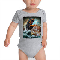 Rottweiler Dog As Kraken Attack A War Ship At High Baby Bodysuit | Artistshot