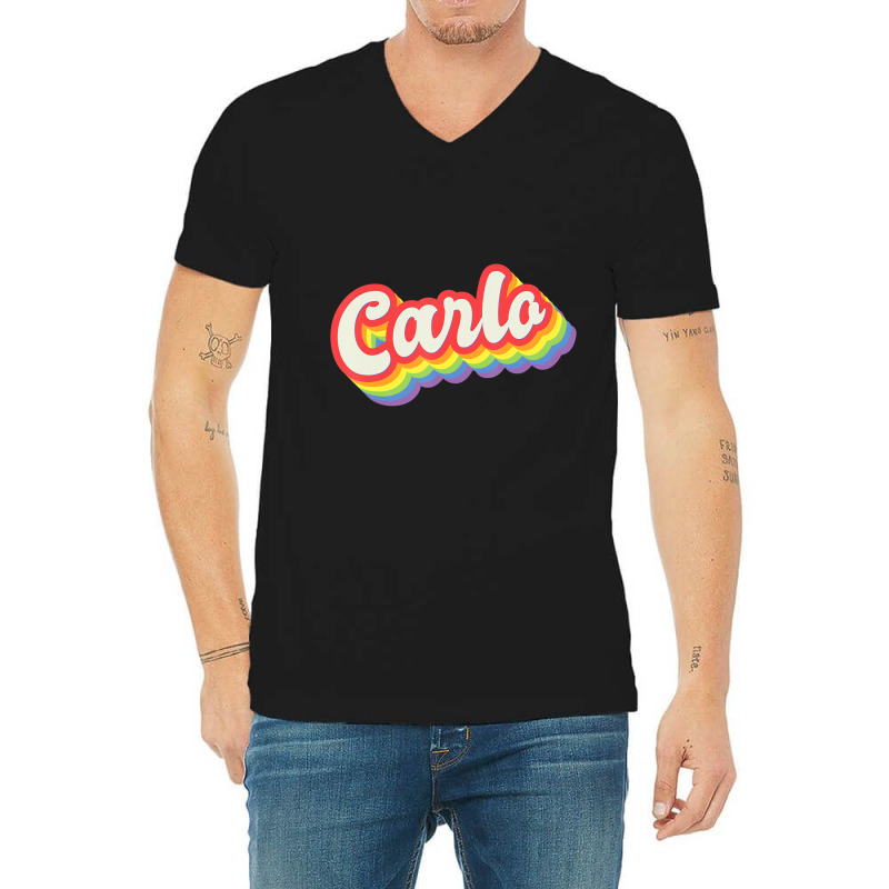 Carlo Pride Month Lgbtq Rainbow Flag Name Personal V-neck Tee | Artistshot