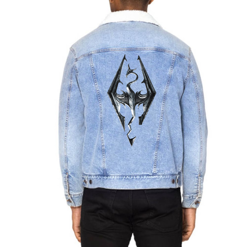 Skyrim Unisex Sherpa-Lined Denim Jacket by alchaobpsr | Artistshot