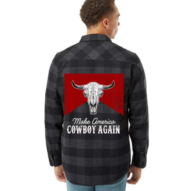 Western Country Bull Skull Makes America A Cowboy Flannel Shirt | Artistshot