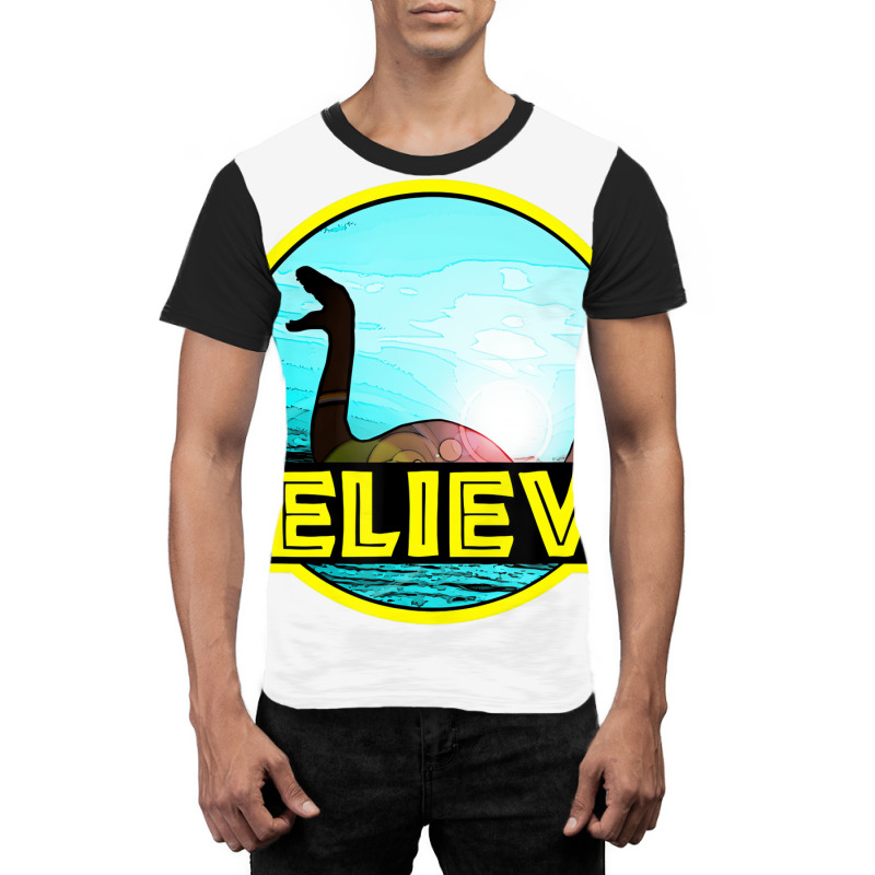 Believe Sea Monsters Ocean Plesiosaur Dinosaur Nes Graphic T-shirt | Artistshot