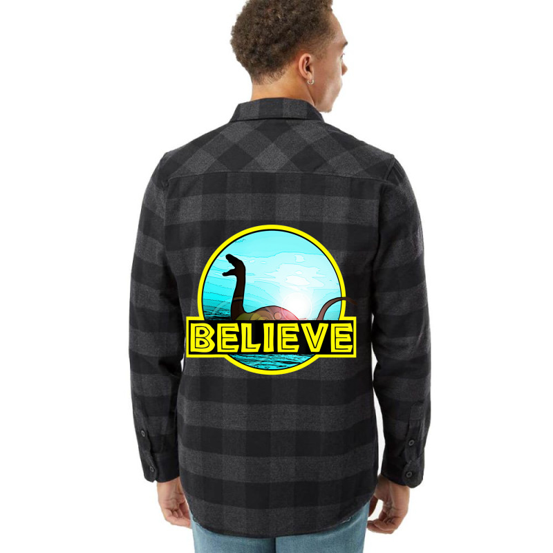 Believe Sea Monsters Ocean Plesiosaur Dinosaur Nes Flannel Shirt | Artistshot