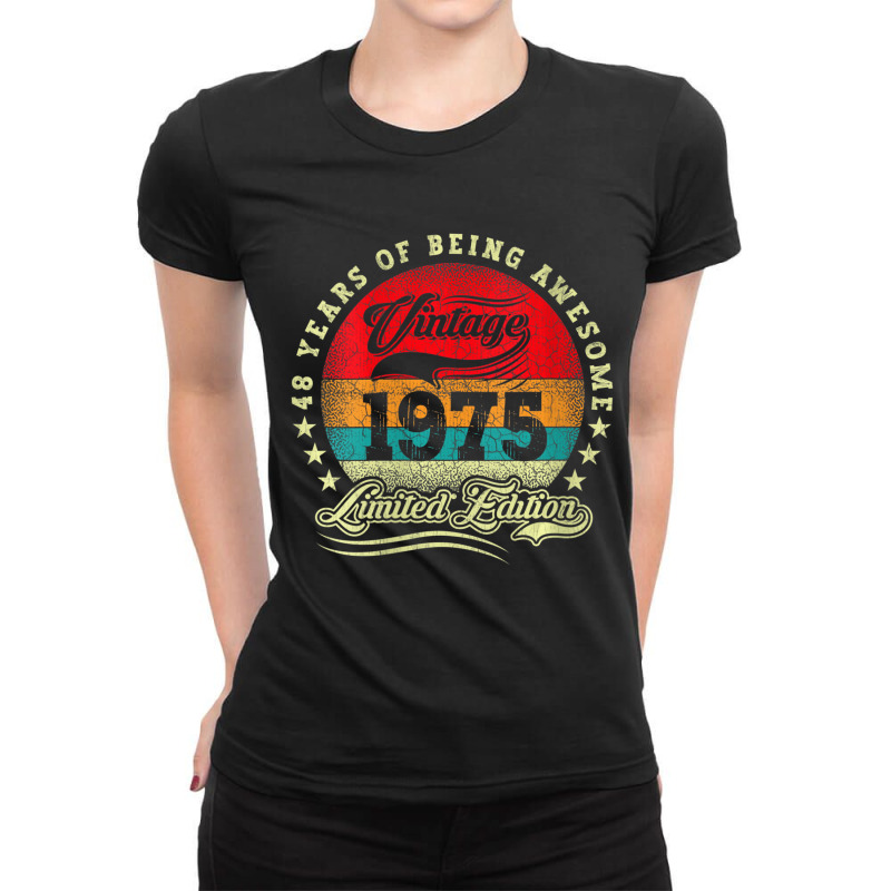 Womens 48 Year Old Gifts Vintage 1975 Limited Edit Ladies Fitted T-Shirt by bantonjo | Artistshot