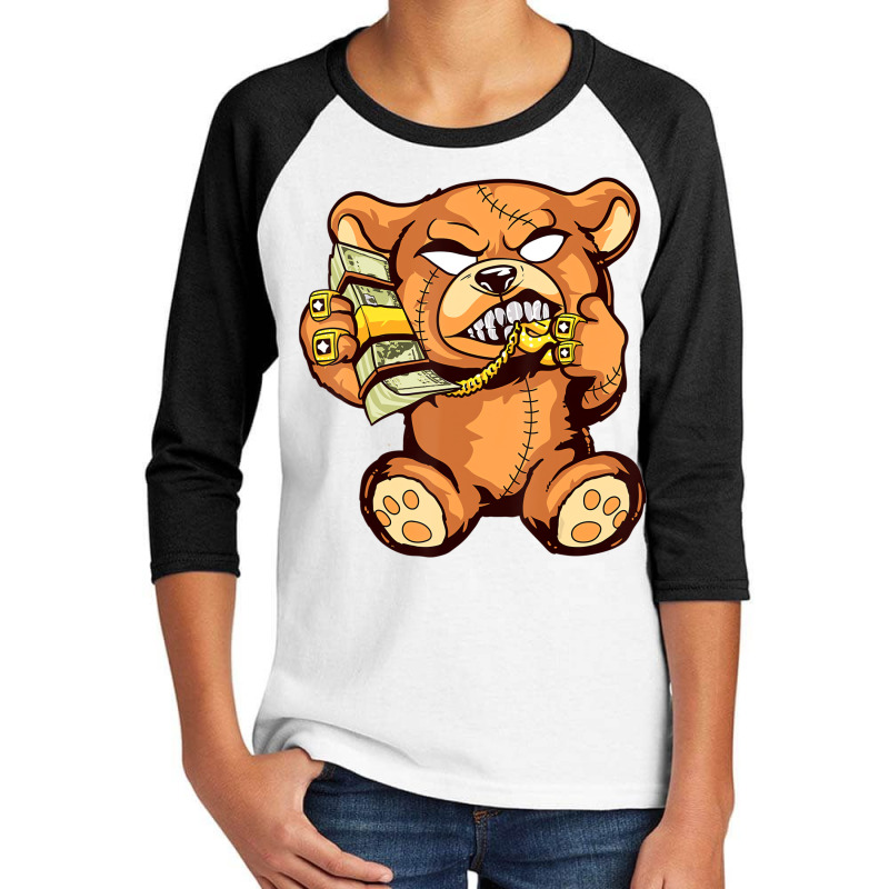 Money Calling Hip Hop Teddy Bear Gangster Rap Drip Youth 3/4 Sleeve | Artistshot