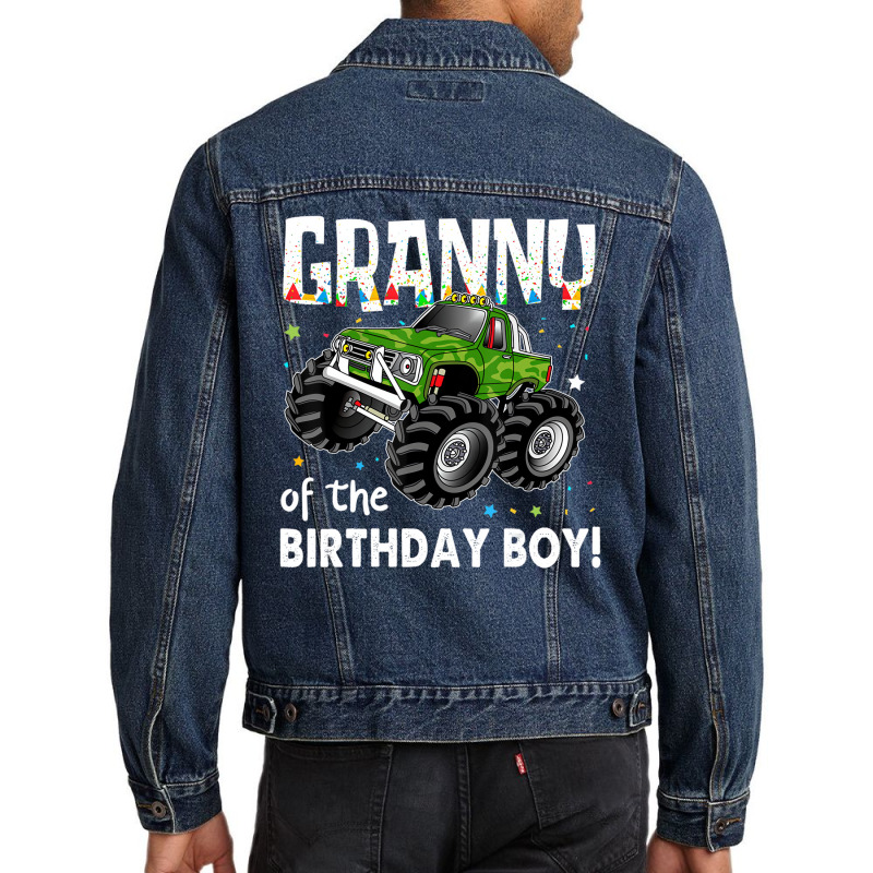 Granny Of The Birthday Boy Monster Truck Birthday Men Denim Jacket | Artistshot