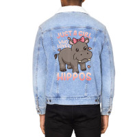 Hippo Hippopotamus Just A Girl Who Loves Hippos T Unisex Sherpa-lined Denim Jacket | Artistshot