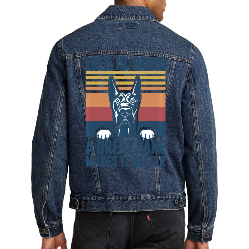 Great Dane Gifts For Women Men Great Dane Dog Dad Men Denim Jacket | Artistshot