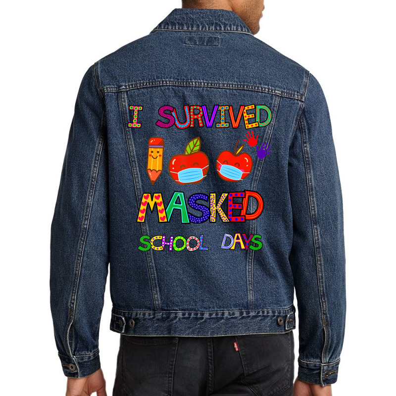 I Survived 100 Masked School Days Student Teacher Men Denim Jacket | Artistshot