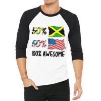 Kids 50% American 50% Jamaican 100% Awesome Boy Gi 3/4 Sleeve Shirt | Artistshot