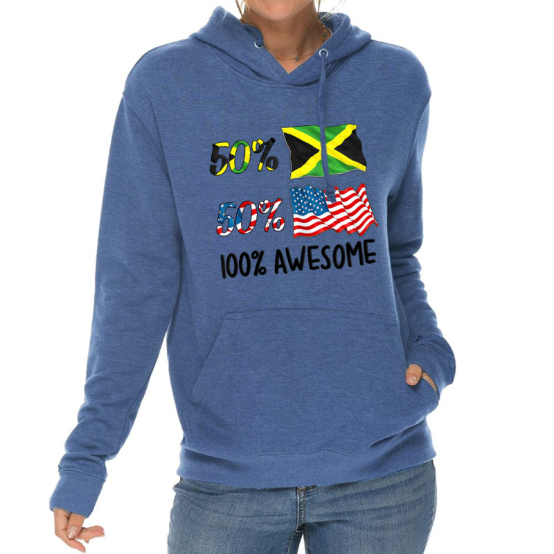 Kids 50% American 50% Jamaican 100% Awesome Boy Gi Lightweight Hoodie | Artistshot