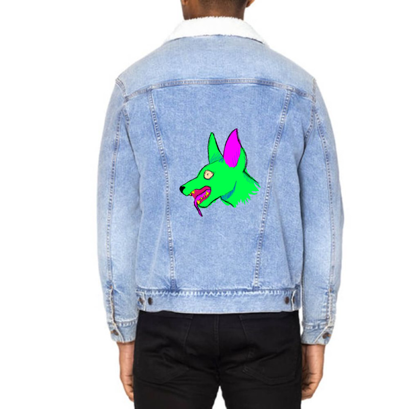 Neon Rabid Zombie Dog Unisex Sherpa-Lined Denim Jacket by JEFFREYHTHRASHER | Artistshot