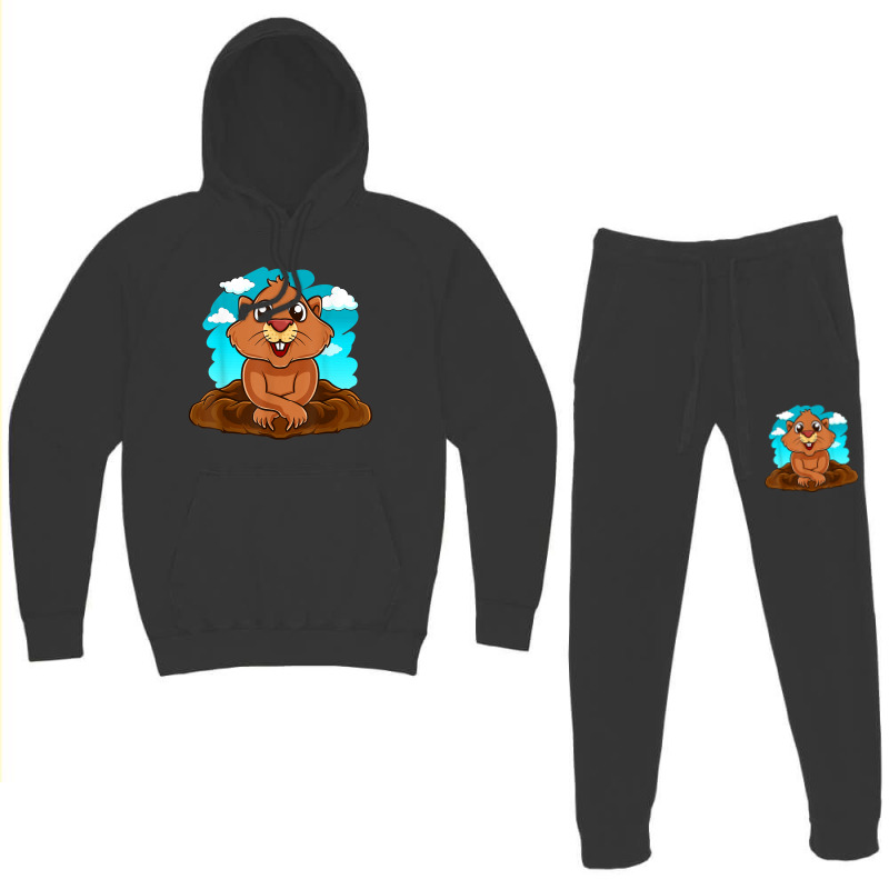 Kids Groundhog Day Boy Girl Cute Marmota Woodchuck Hoodie & Jogger set by ChristinaMarieCavanaugh | Artistshot