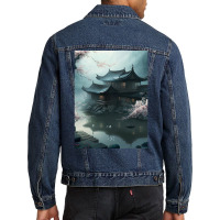 Beautiful Of Japanese Lotus Blossom White 1 Men Denim Jacket | Artistshot