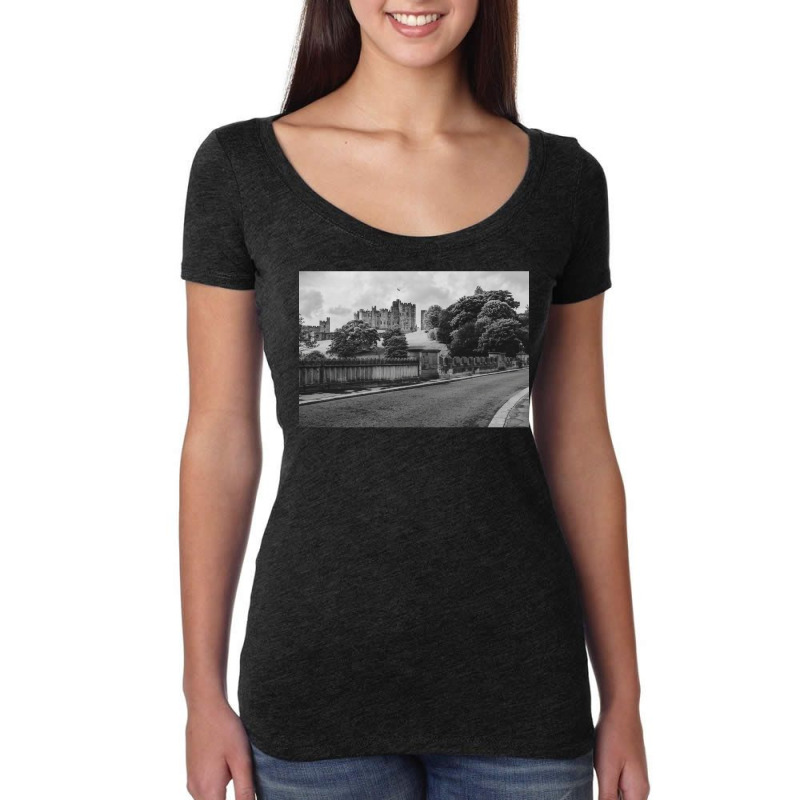 Alnwick Castle In Black And White Women's Triblend Scoop T-shirt by bowsernevala4 | Artistshot