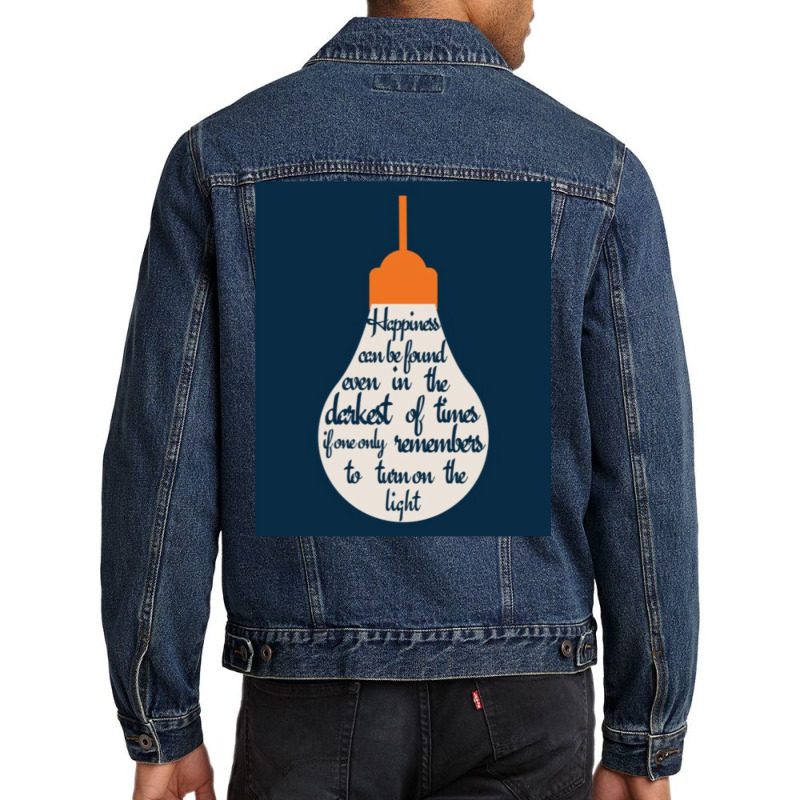 Happiness Can Be Found In A Lightbulb Men Denim Jacket by hismanmurschz | Artistshot