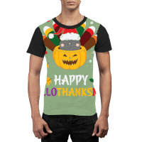 Happy Hallothanksmas Cats Lover Halloween Merry Ch Graphic T-shirt | Artistshot