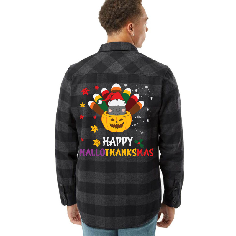 Happy Hallothanksmas Cats Lover Halloween Merry Ch Flannel Shirt by aldenmunnisd | Artistshot