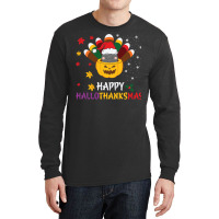 Happy Hallothanksmas Cats Lover Halloween Merry Ch Long Sleeve Shirts | Artistshot