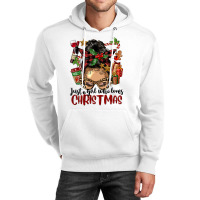 Just A Girl Who Loves Christmas Afro Messy Bun Lig Unisex Hoodie | Artistshot